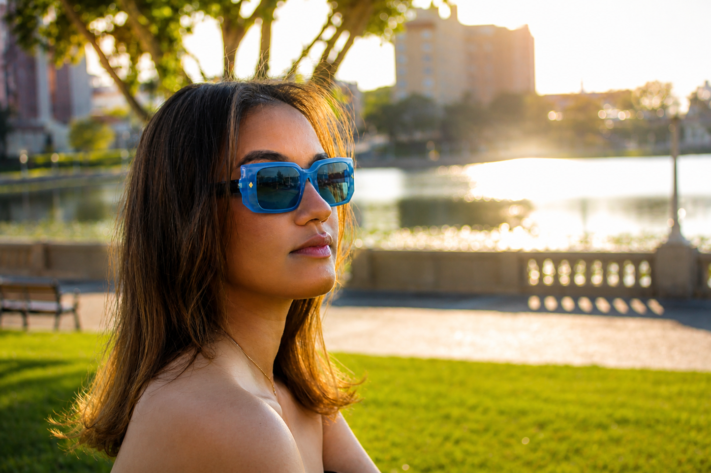 River – Gafas de Sol Azul Premium en Acetato Italiano | Cloud Jelly™