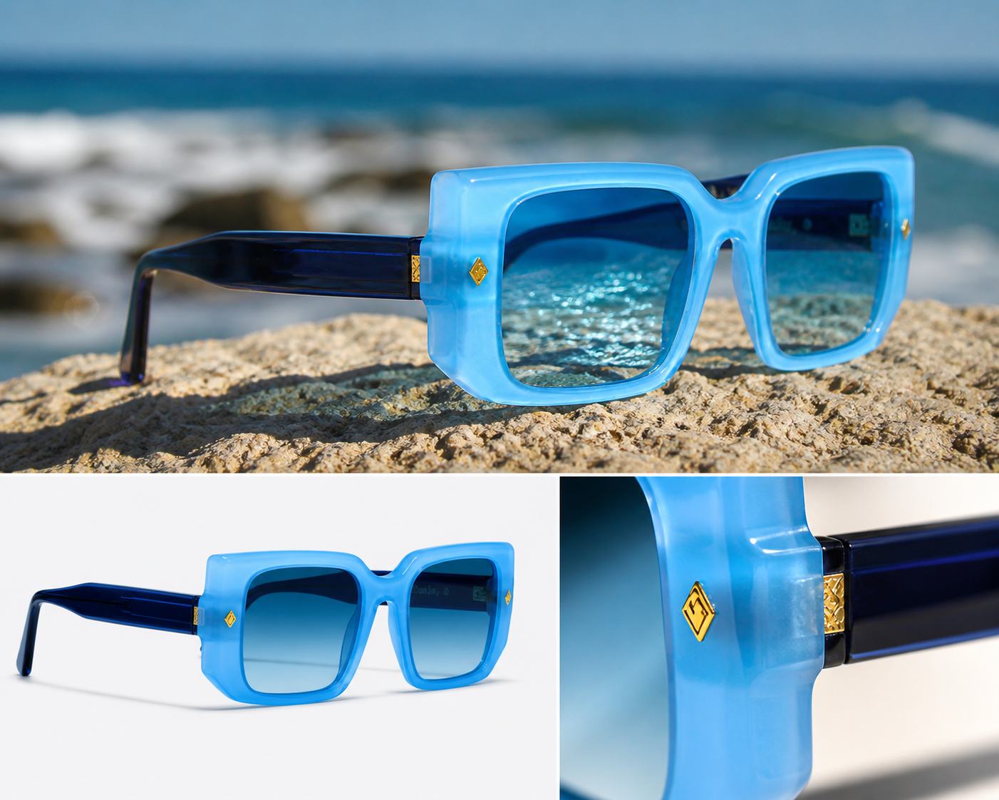River – Gafas de Sol Azul Premium en Acetato Italiano | Cloud Jelly™