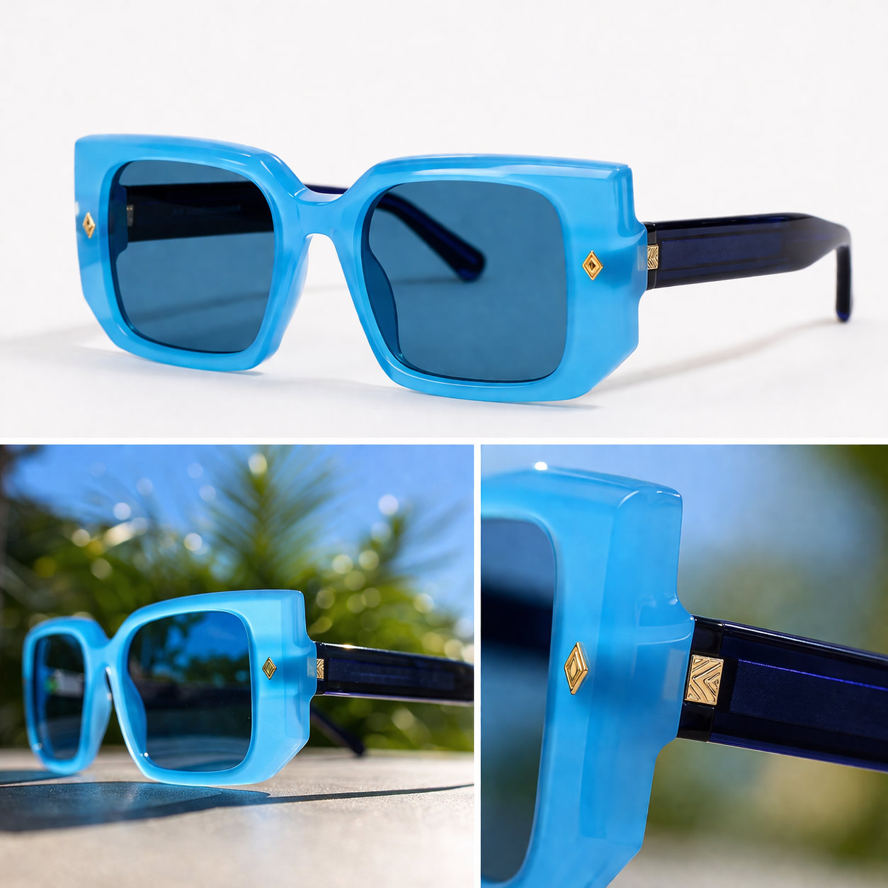 River – Gafas de Sol Azul Premium en Acetato Italiano | Cloud Jelly™